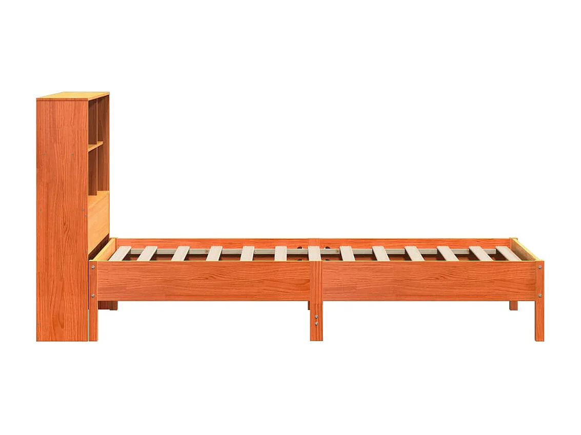 Letto Libreria senza Materasso Marrone Cera 100x200 cm in Pino
