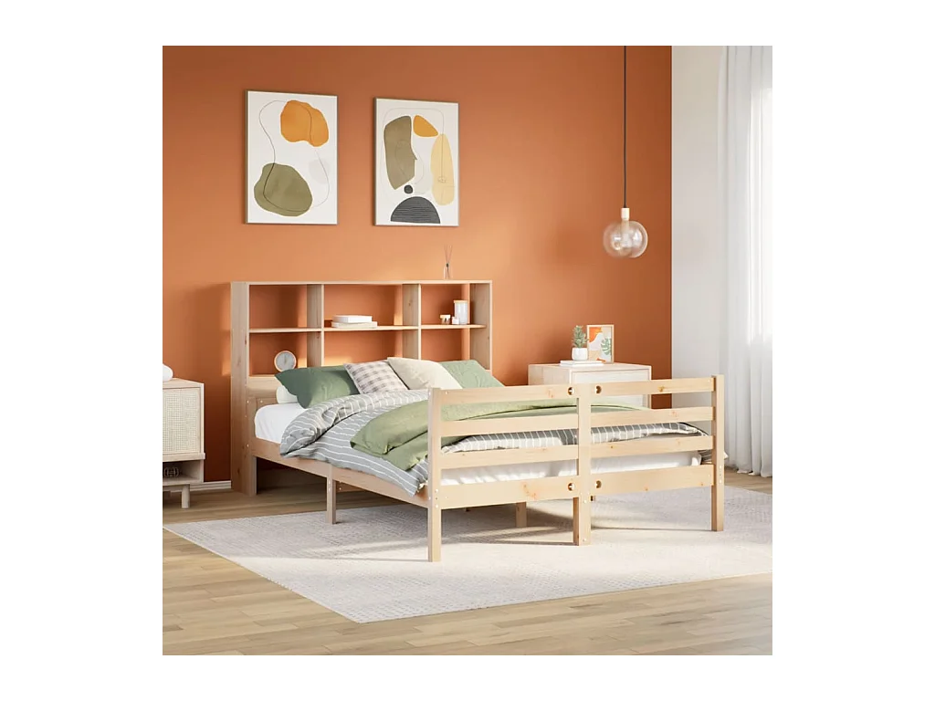 Massivholzbett mit Regal ohne Matratze 160x200 cm Kiefernholz