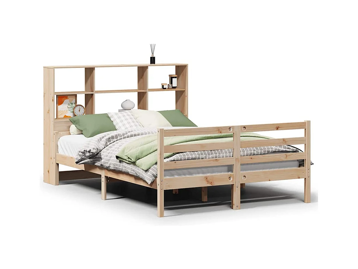 Massivholzbett mit Regal ohne Matratze 160x200 cm Kiefernholz