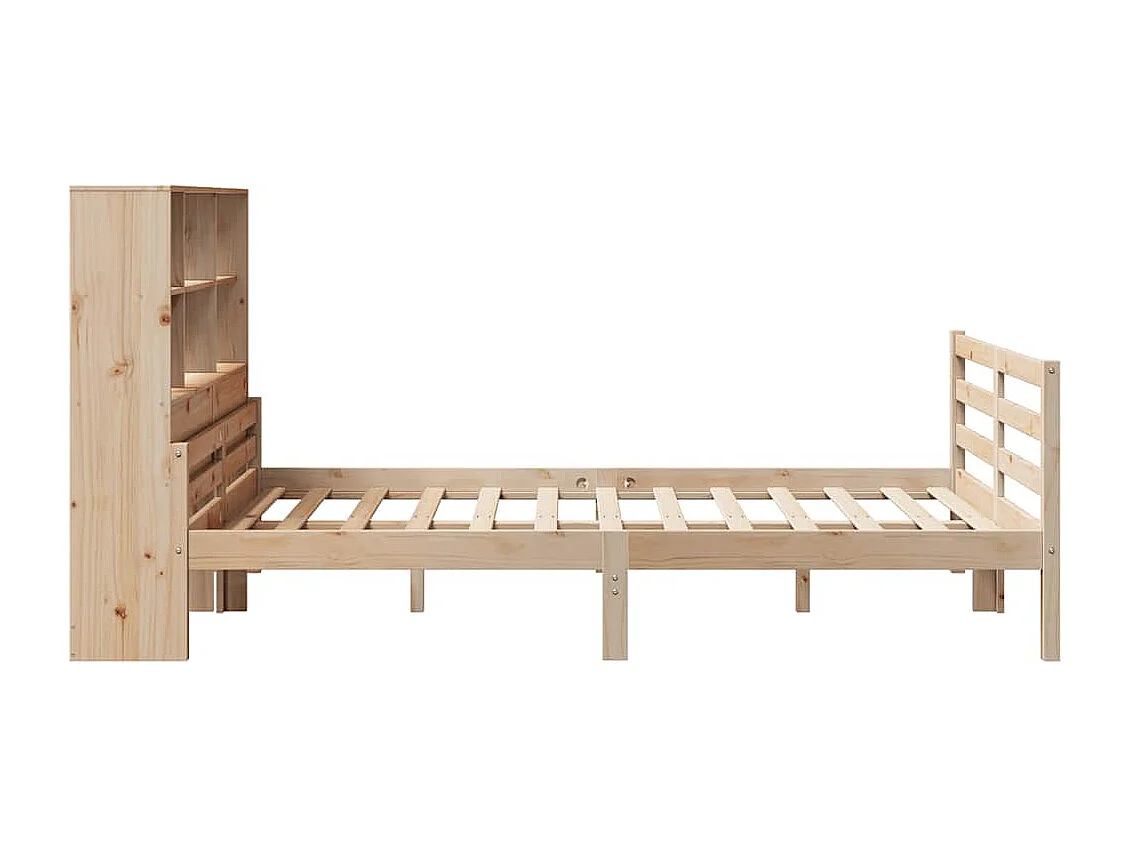 Bed met boekenkast zonder matras massief grenenhout 160x200 cm
