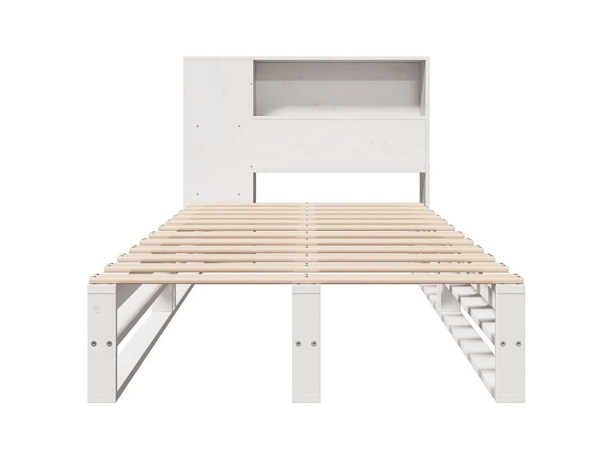 Lit bibliothèque sans matelas blanc 100x200 cm bois massif