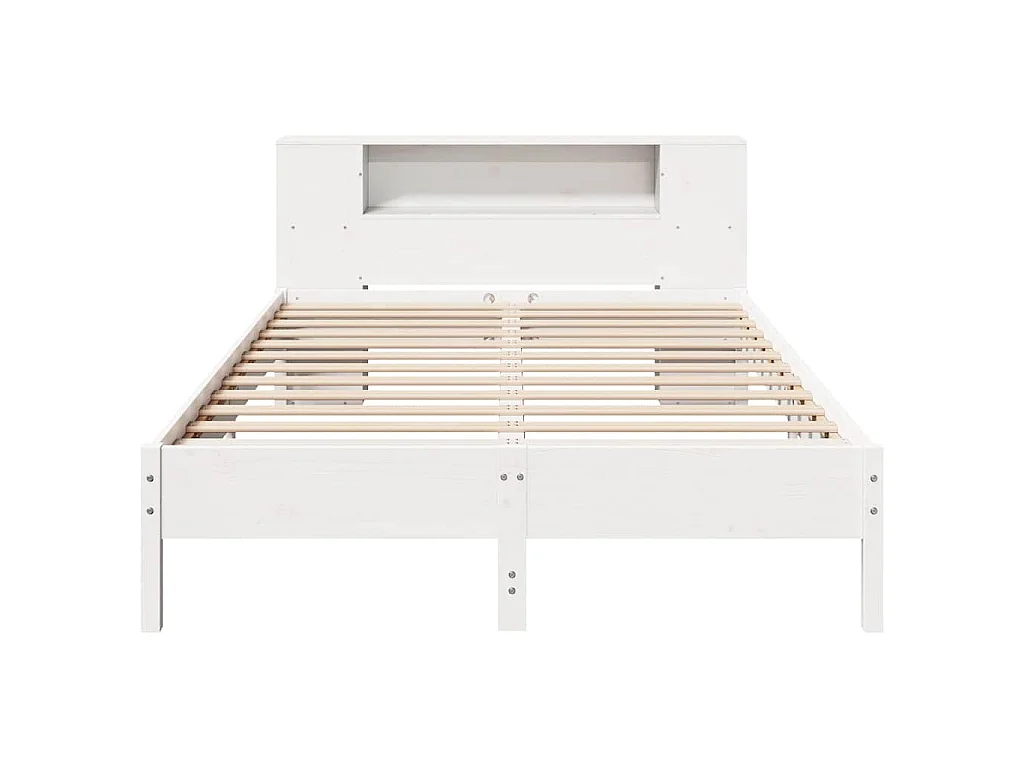 Bed met boekenkast zonder matras grenenhout wit 140x190 cm