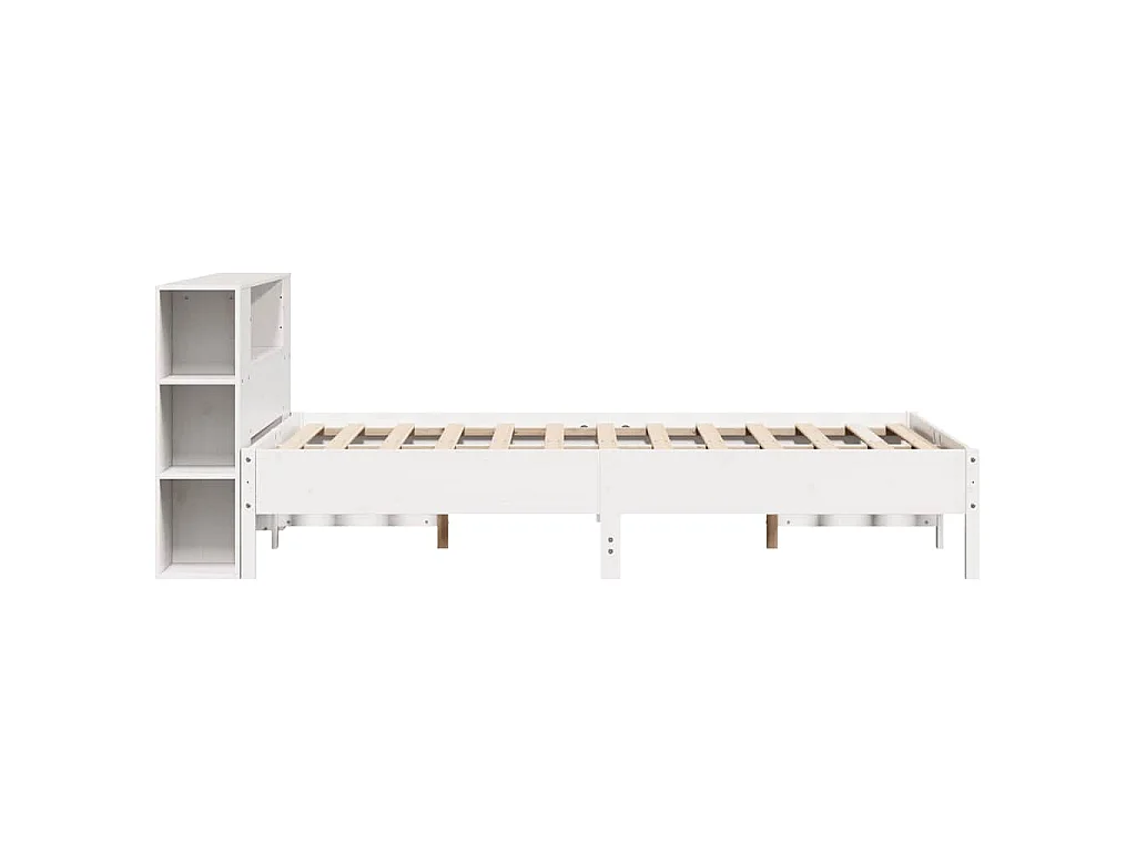 Bed met boekenkast zonder matras grenenhout wit 140x190 cm