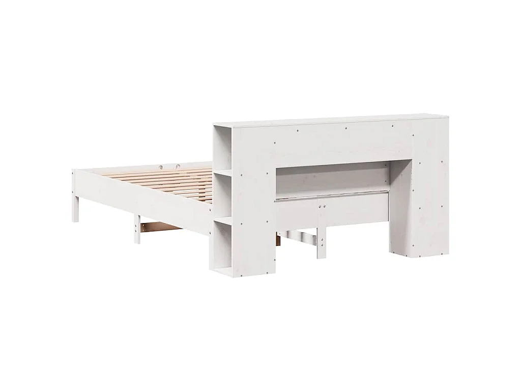 Bed met boekenkast zonder matras grenenhout wit 140x190 cm