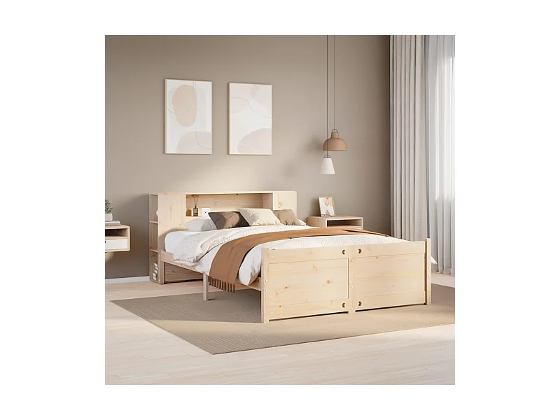 Massivholzbett mit Regal ohne Matratze 160x200 cm Kiefer
