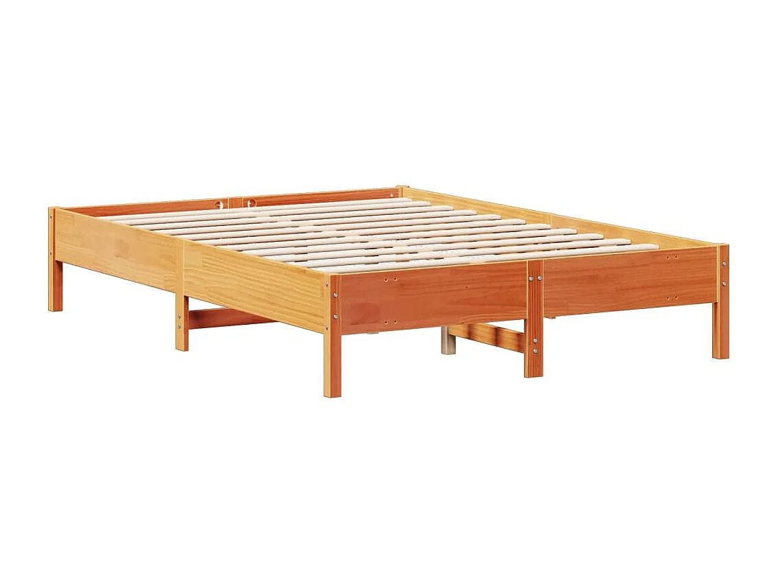 Bed met boekenkast zonder matras grenenhout wasbruin 135x190 cm