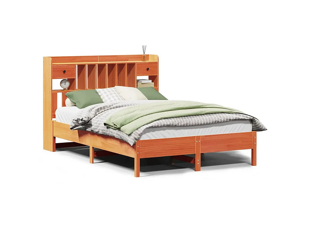 Cama com estante sem colchão 135x190 cm pinho maciço