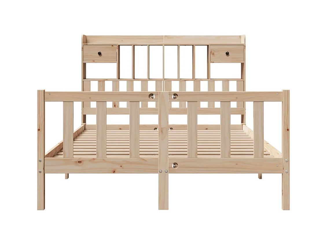 Lit bibliothèque sans matelas 150x200 cm bois massif de pin