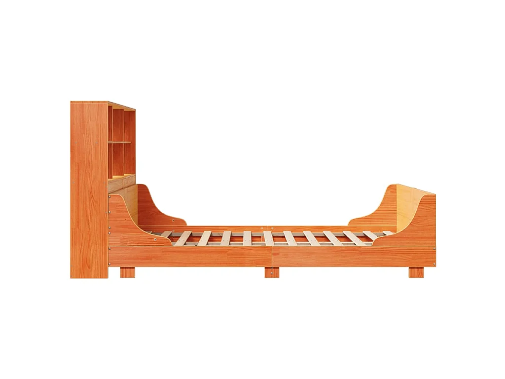 Letto Libreria senza Materasso Marrone Cera 140x190 cm Legno