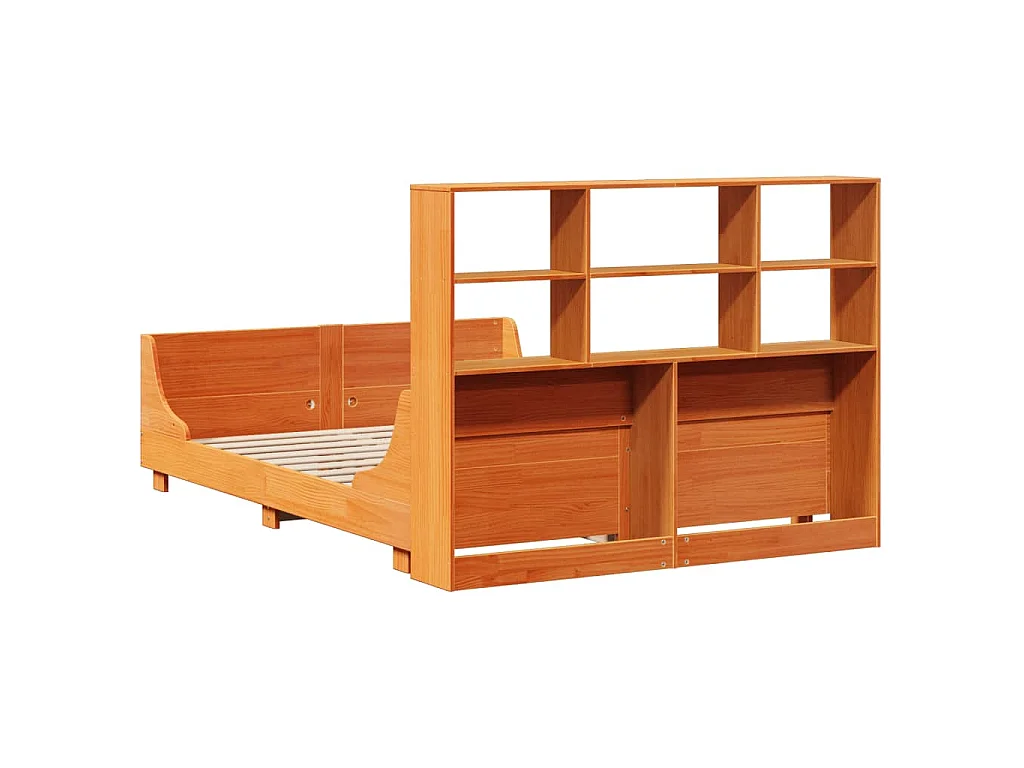 Letto Libreria senza Materasso Marrone Cera 140x190 cm Legno