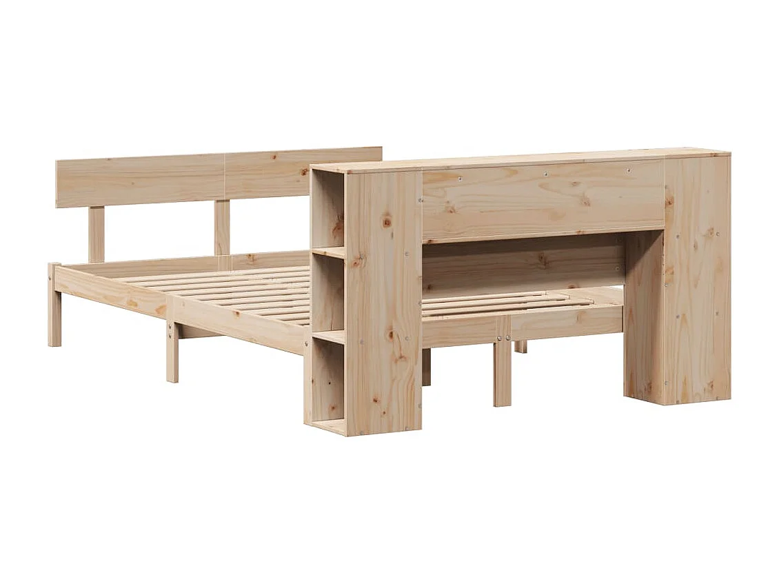 Massivholzbett mit Regal ohne Matratze 120x190 cm Kiefernholz