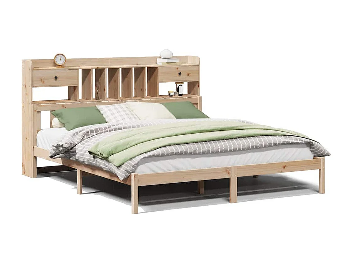 Massivholzbett mit Regal ohne Matratze 180x200 cm Kiefer