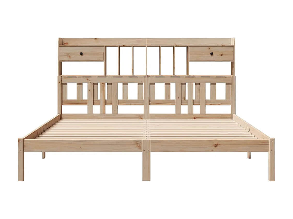 Lit bibliothèque sans matelas 180x200 cm bois massif de pin