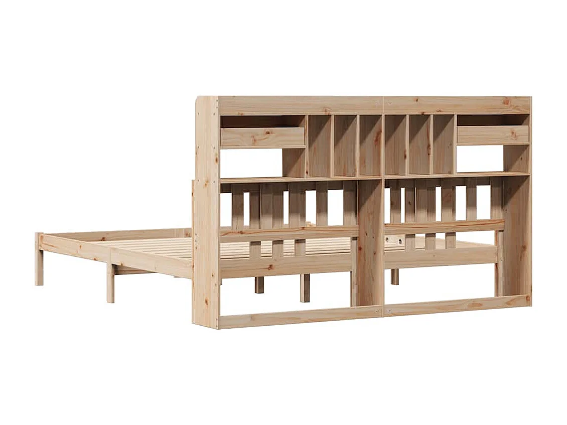 Lit bibliothèque sans matelas 180x200 cm bois massif de pin