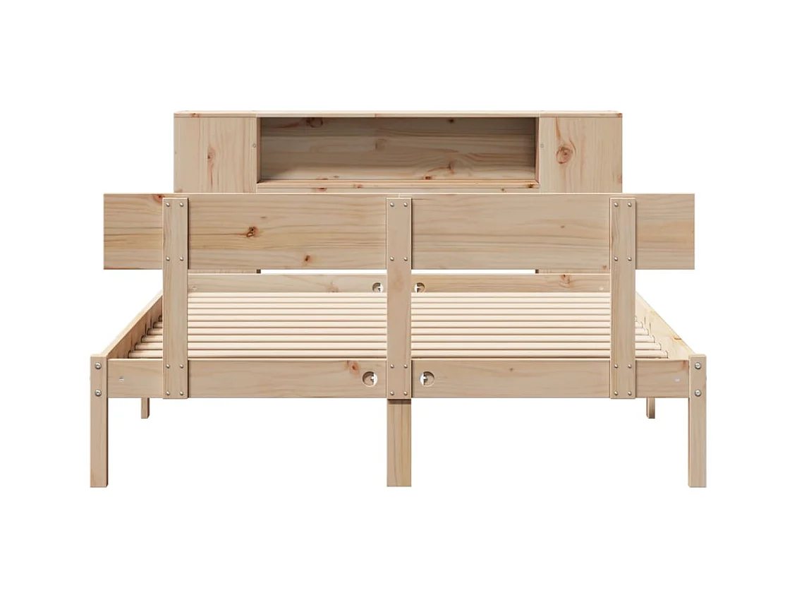 Lit bibliothèque sans matelas 120x200 cm bois de pin massif