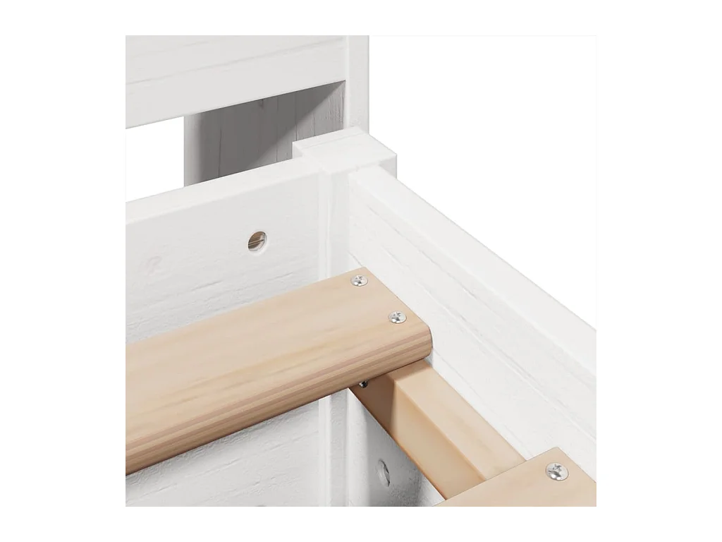 Lit bibliothèque sans matelas blanc 140x190 cm bois pin massif