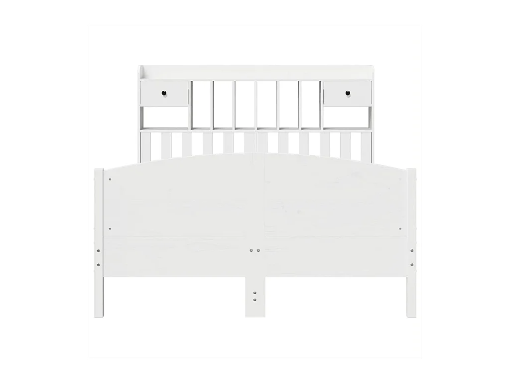 Lit bibliothèque sans matelas blanc 140x190 cm bois pin massif