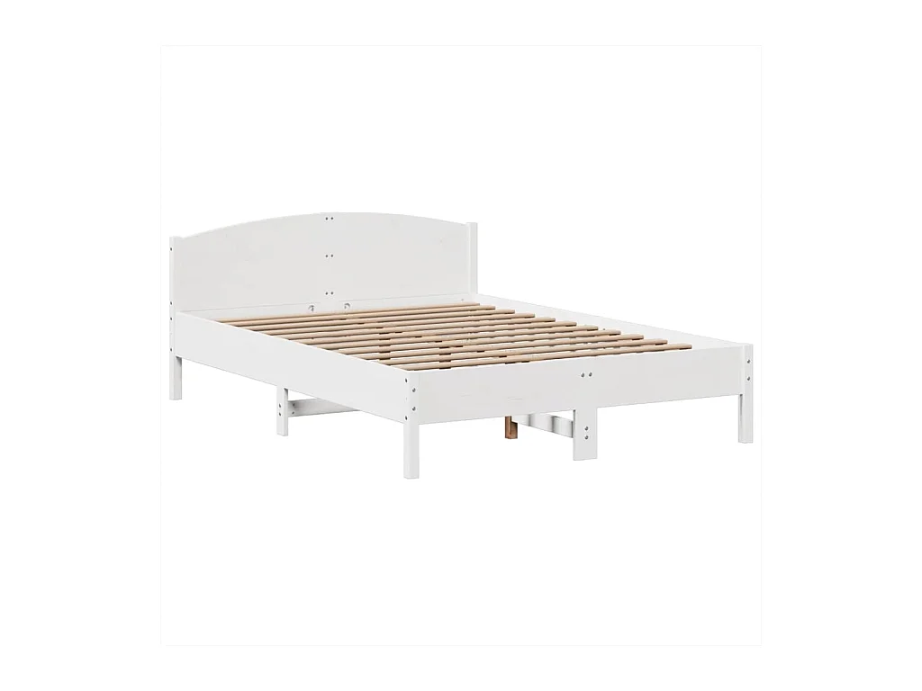 Lit bibliothèque sans matelas blanc 140x190 cm bois pin massif