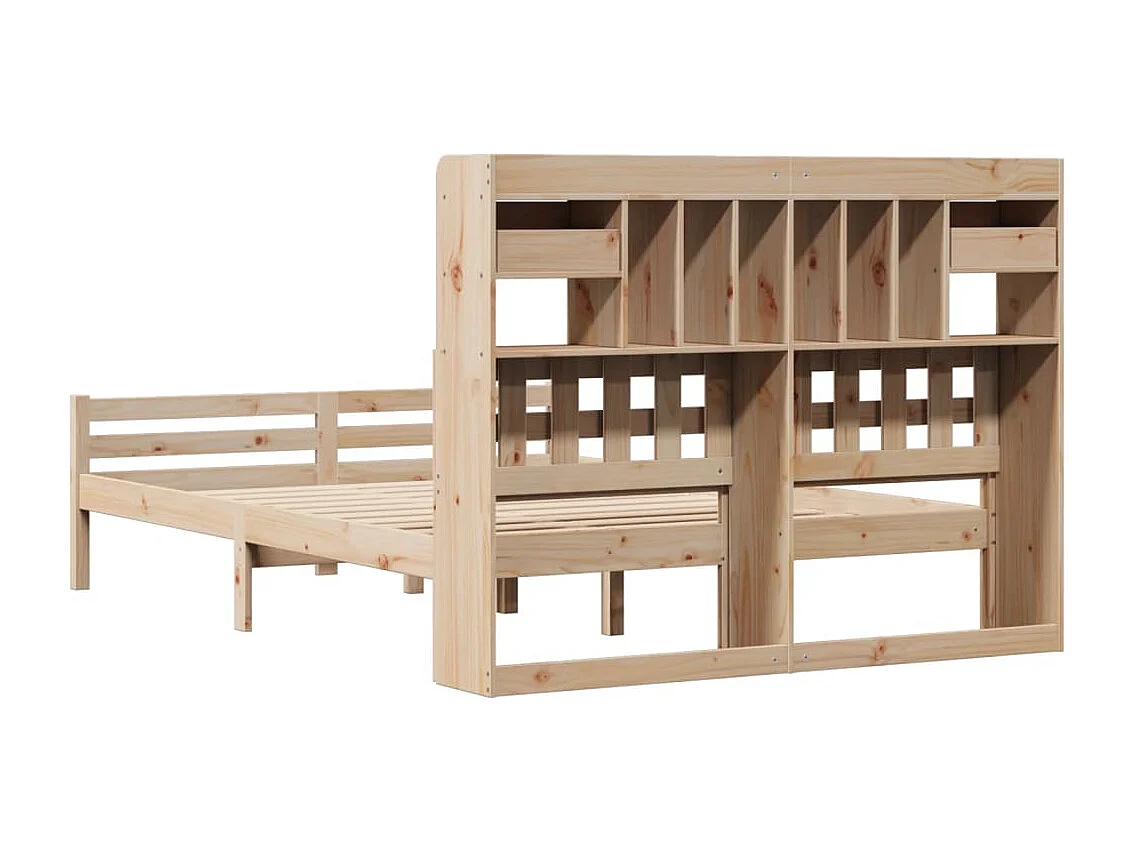 Lit bibliothèque sans matelas 140x190 cm bois de pin massif