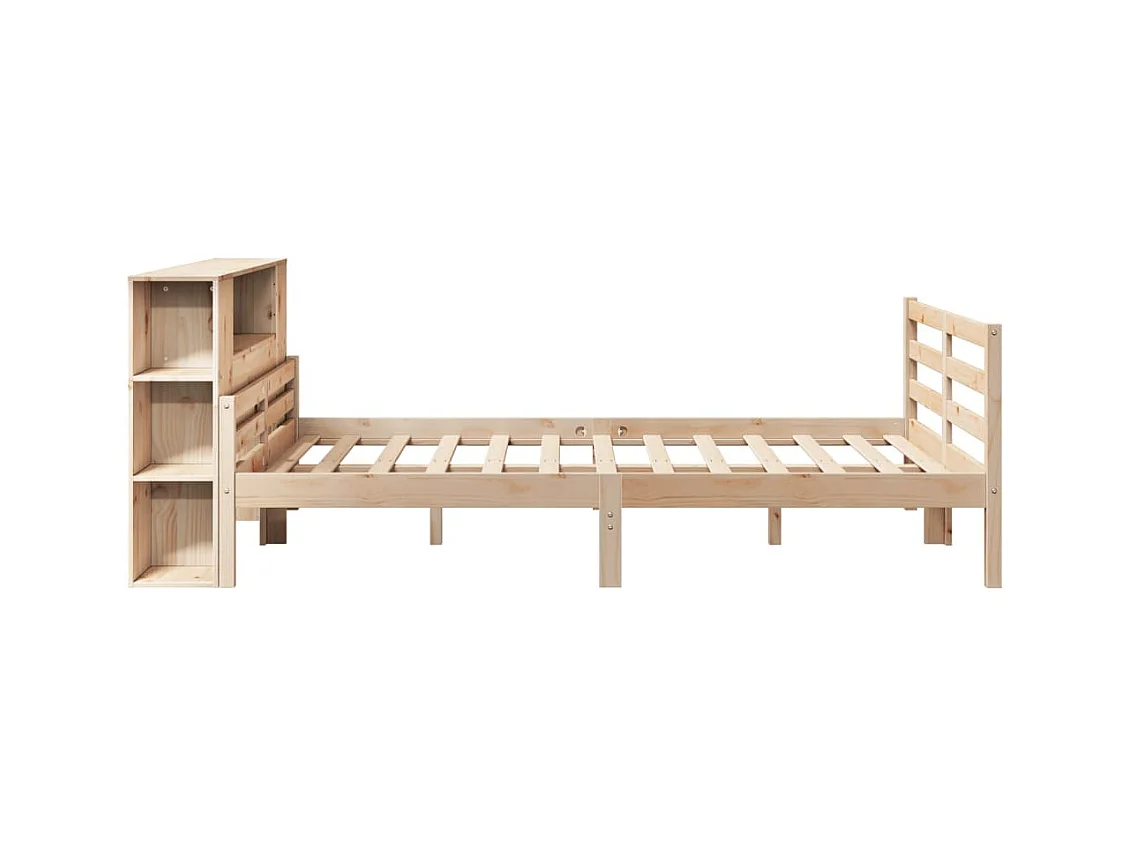 Lit bibliothèque sans matelas 150x200 cm bois massif de pin