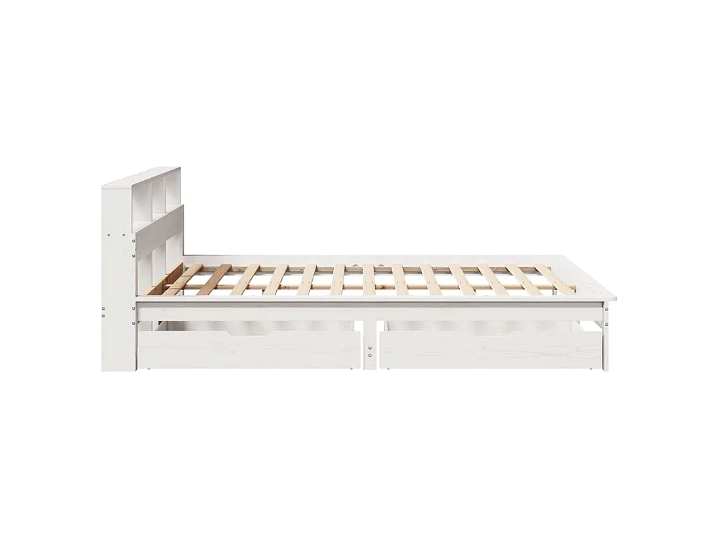 Bed met boekenkast zonder matras grenenhout wit 140x200 cm