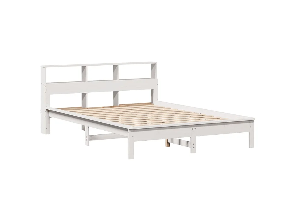 Bed met boekenkast zonder matras grenenhout wit 140x200 cm
