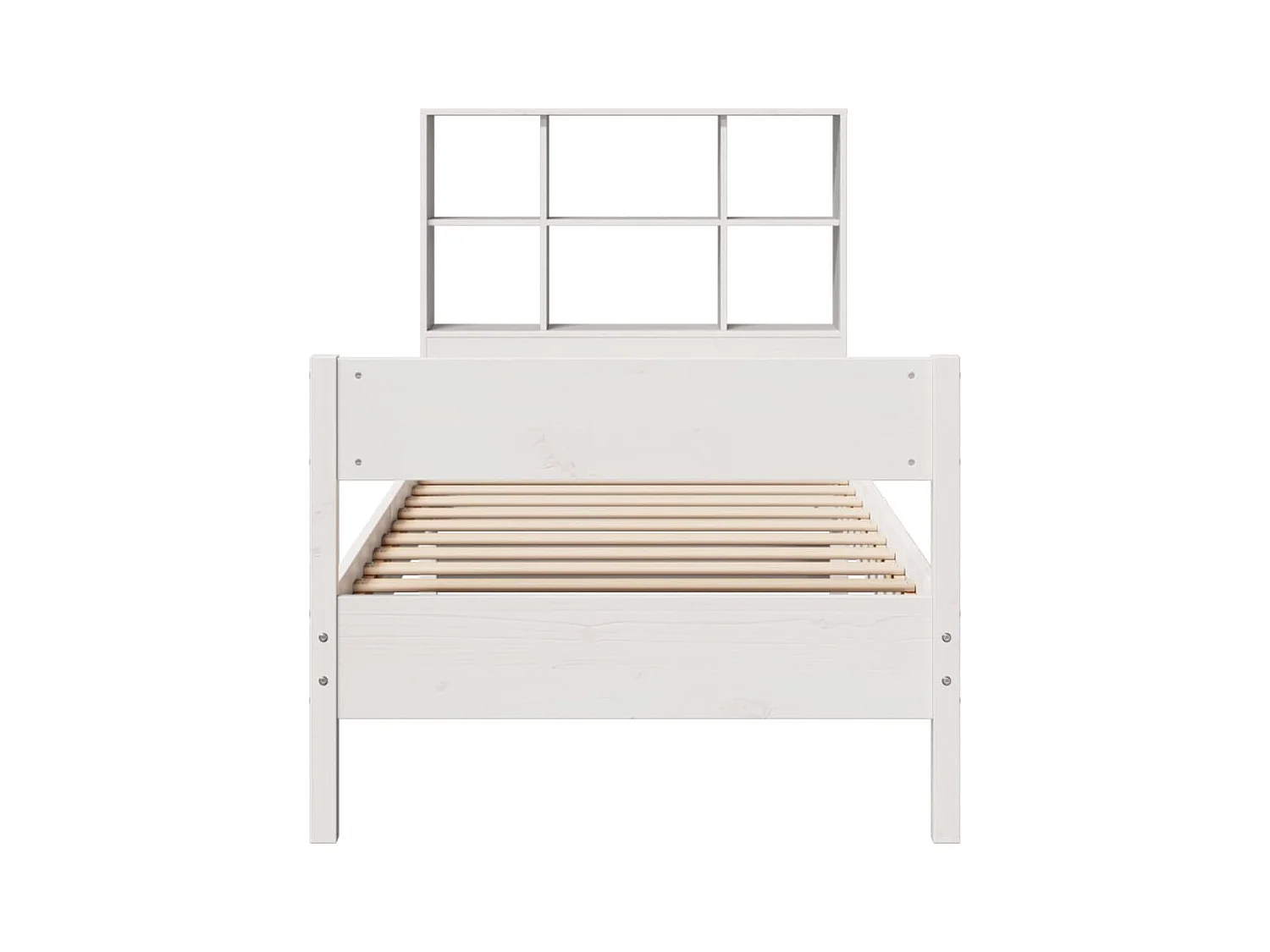 Lit bibliothèque sans matelas blanc 90x190cm bois de pin massif