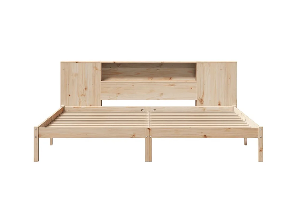 Lit bibliothèque sans matelas 200x200 cm bois massif de pin