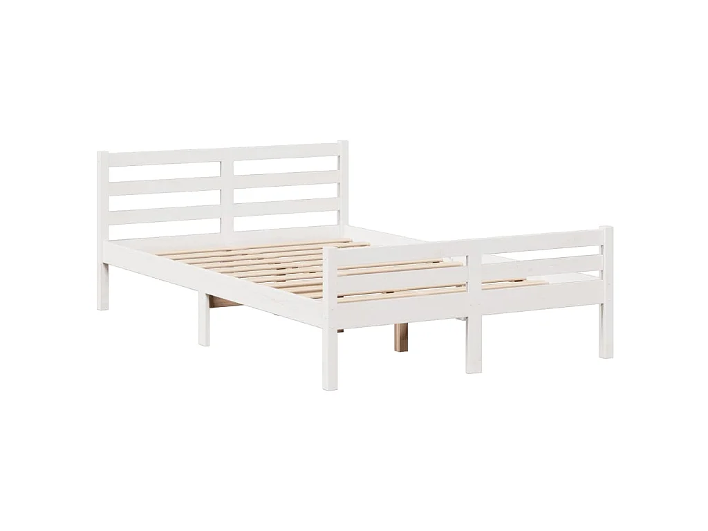 Lit bibliothèque sans matelas blanc 135x190 cm bois pin massif