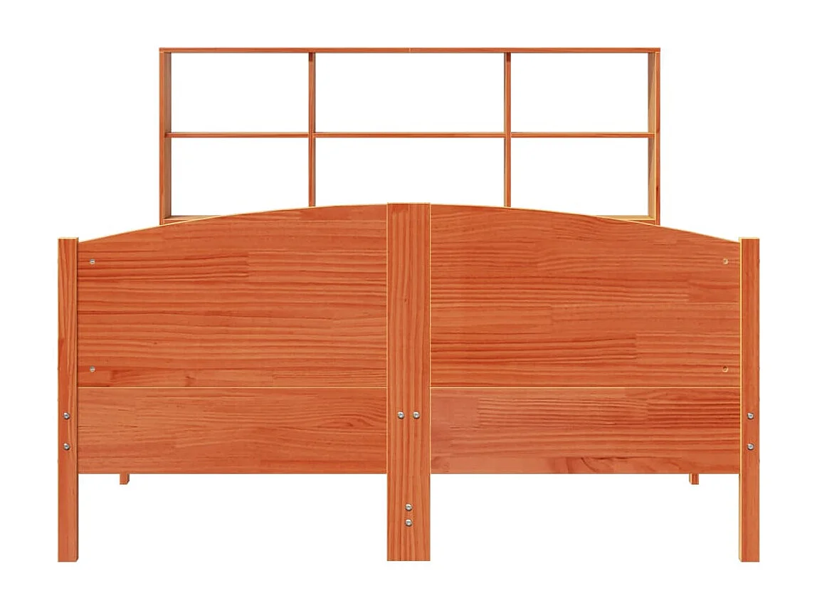 Bed met boekenkast zonder matras grenenhout wasbruin 135x190 cm