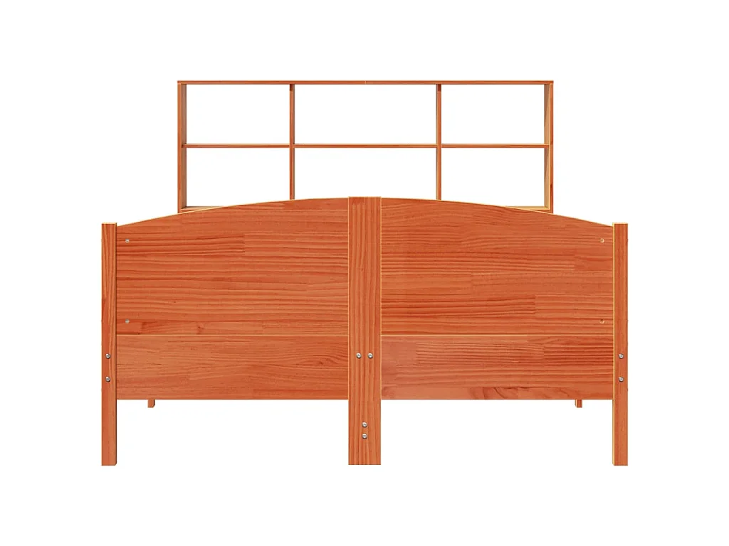 Lit bibliothèque sans matelas cire marron 135x190 cm pin massif