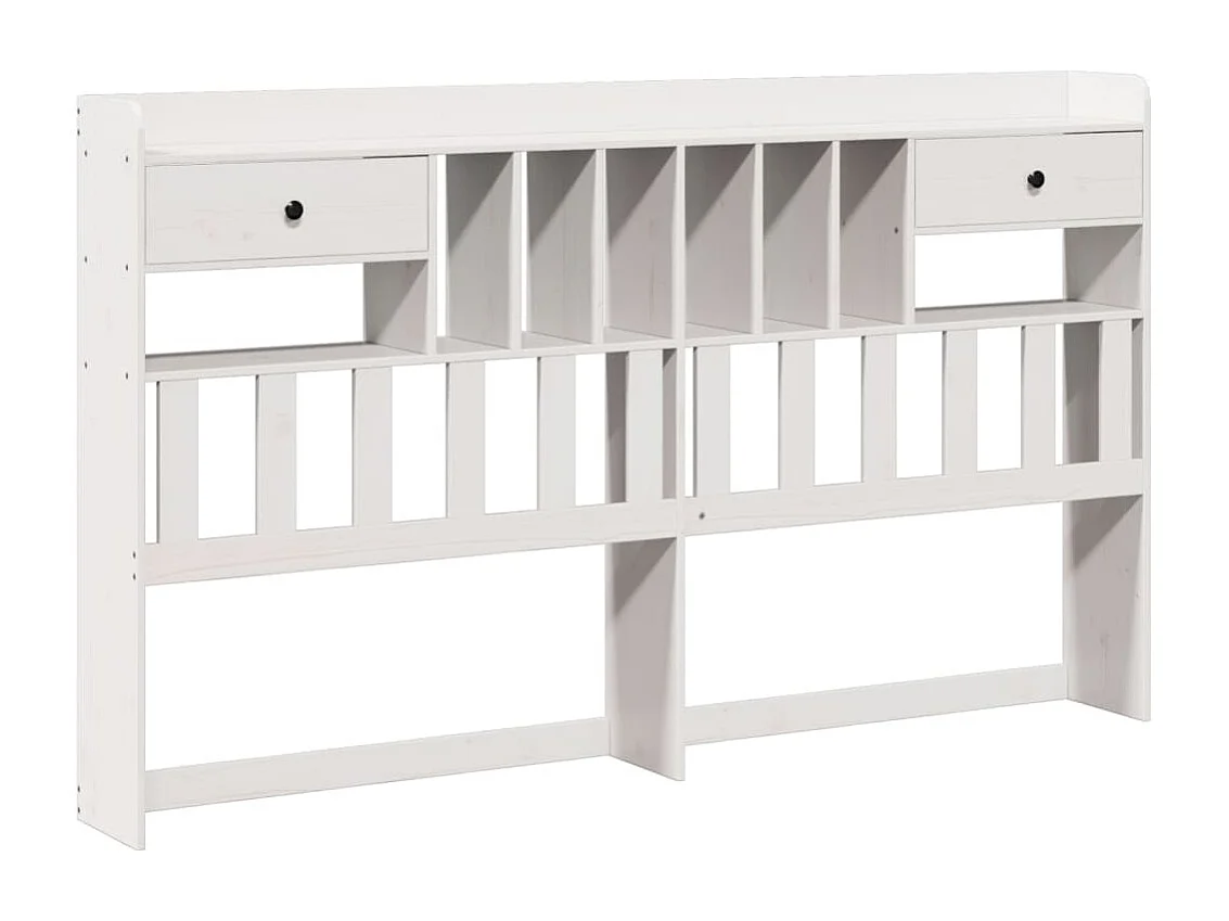 Massivholzbett mit Regal ohne Matratze Weiß 180x200 cm Kiefer