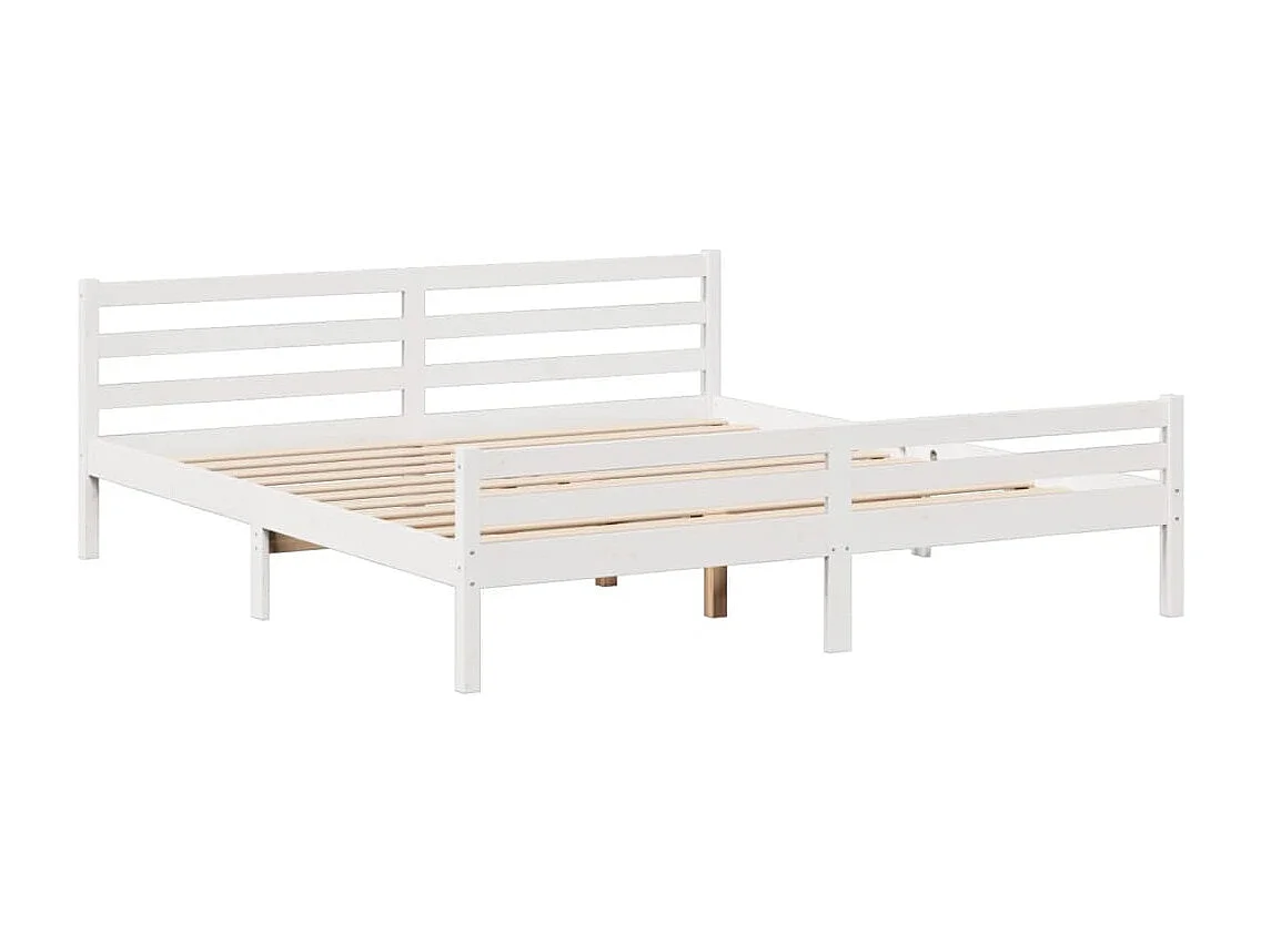 Massivholzbett mit Regal ohne Matratze Weiß 180x200 cm Kiefer