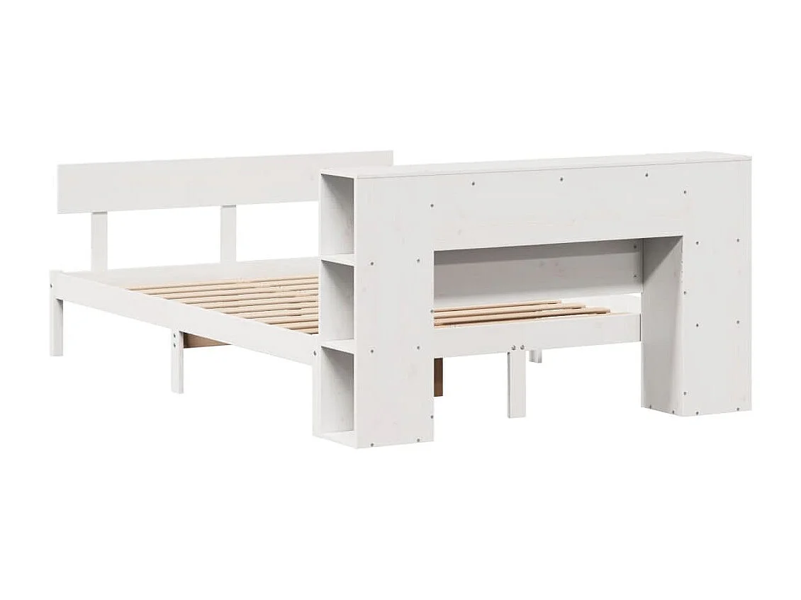 Cama com estante sem colchão 135x190 cm pinho maciço branco