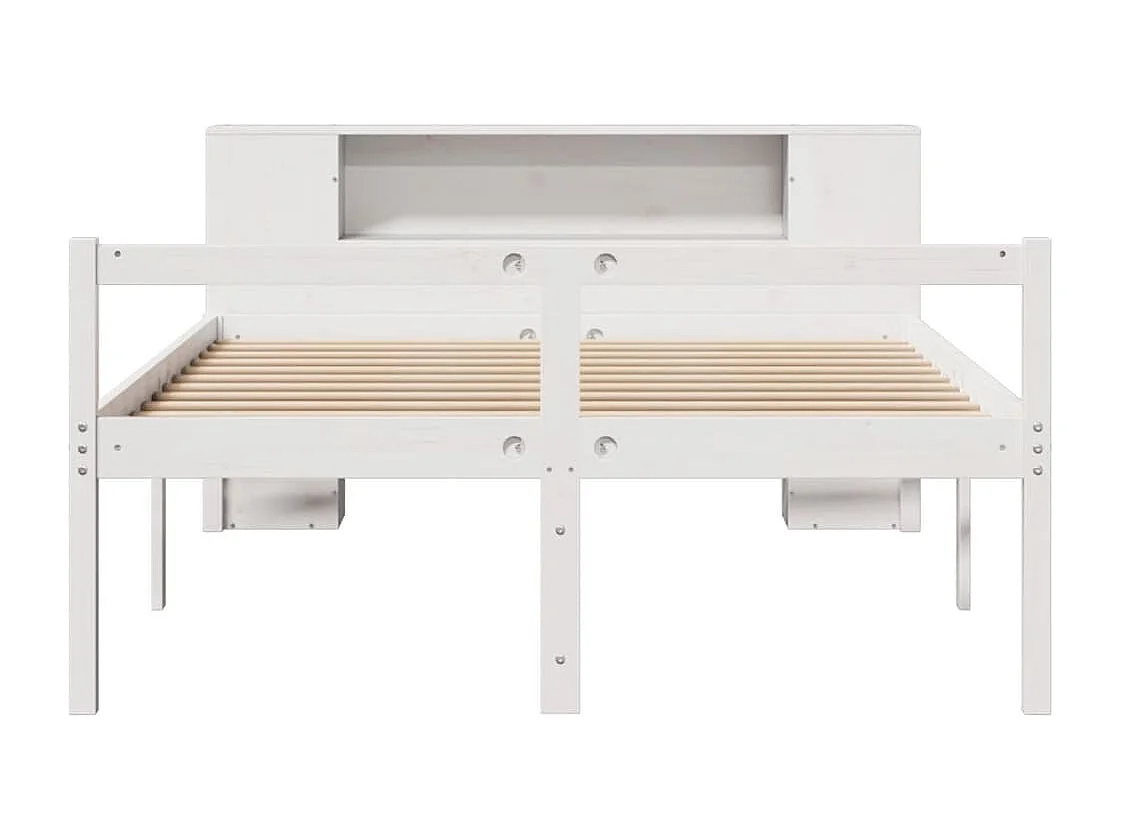 Cama com estante sem colchão 135x190 cm pinho maciço branco