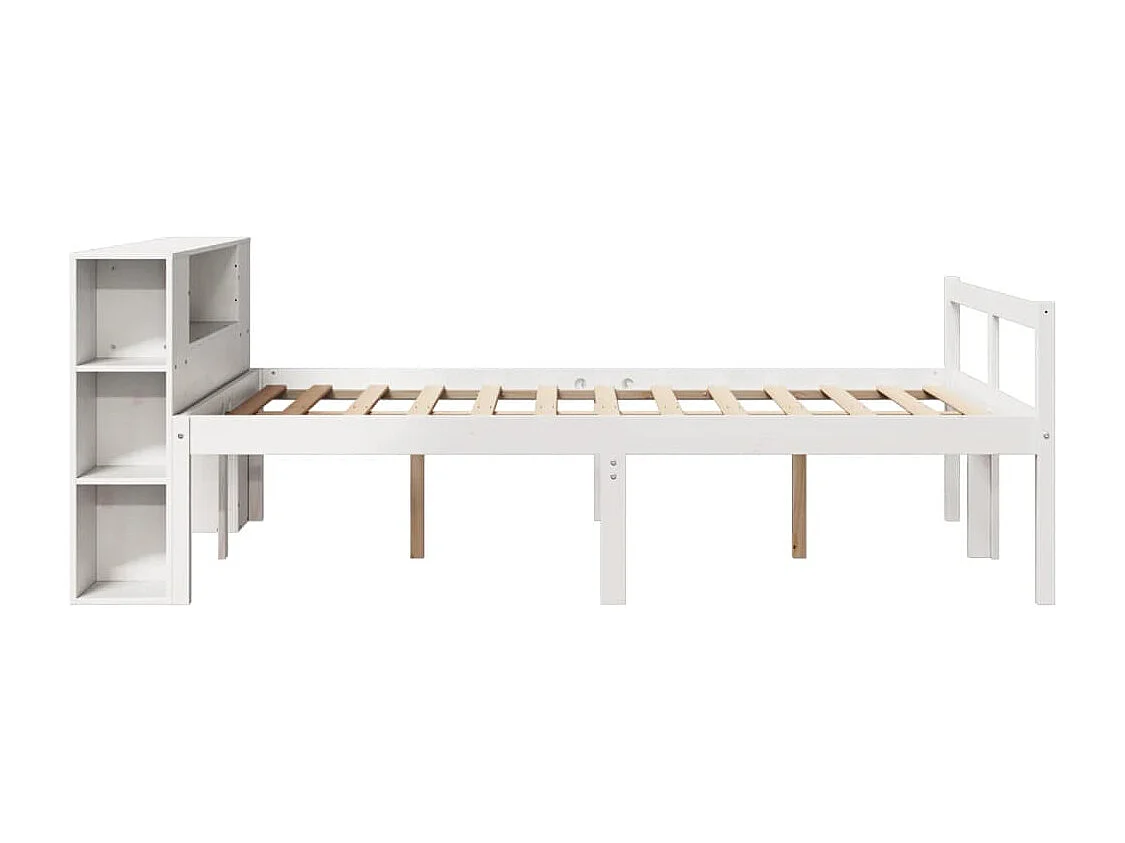 Cama com estante sem colchão 135x190 cm pinho maciço branco