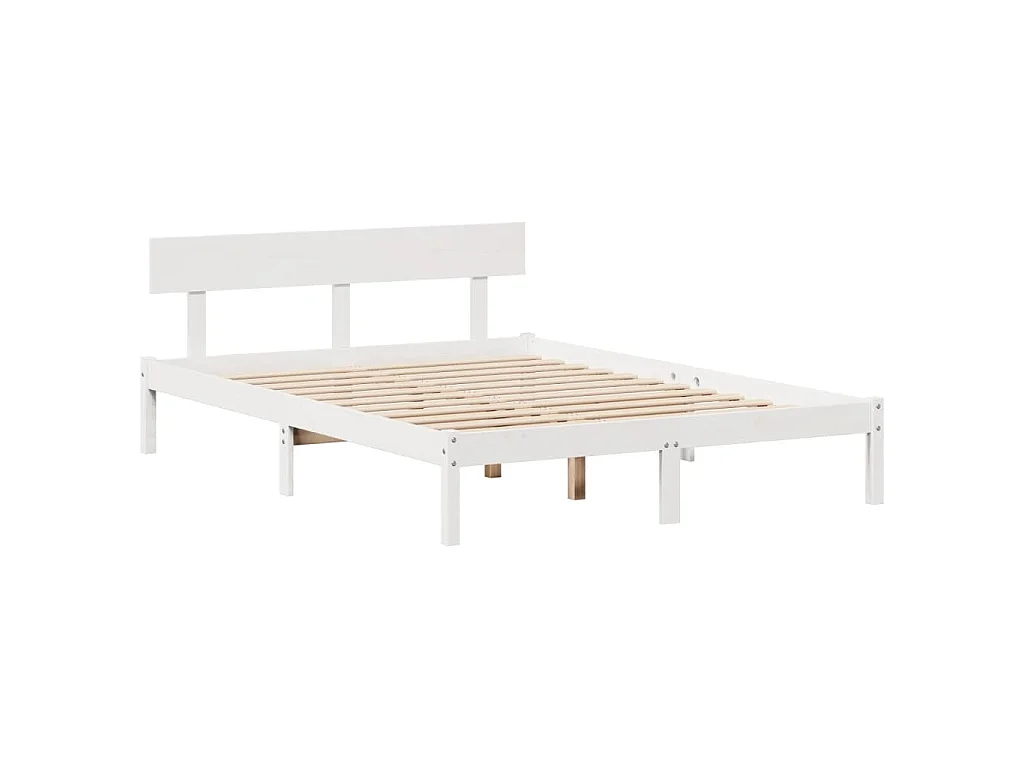Lit bibliothèque sans matelas blanc 140x190 cm bois pin massif