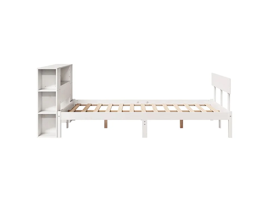 Lit bibliothèque sans matelas blanc 140x190 cm bois pin massif
