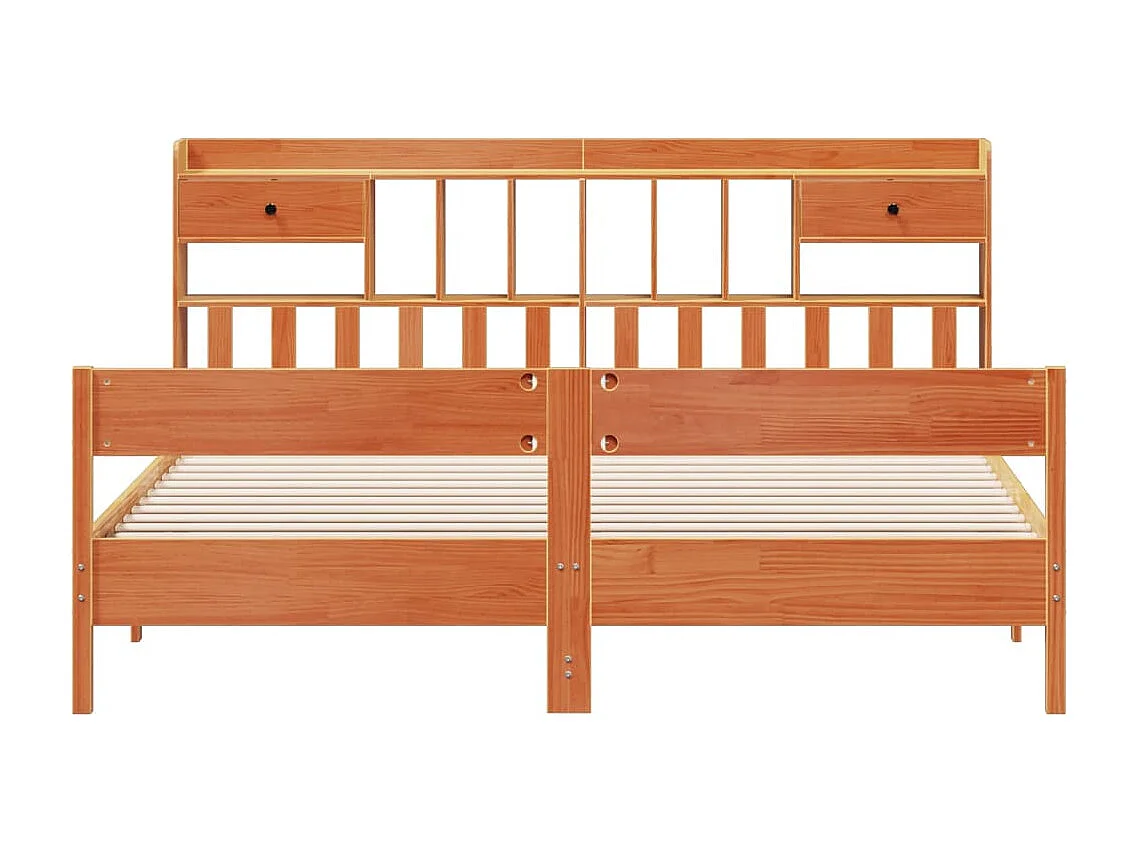 Letto Libreria senza Materasso Marrone Cera 180x200 cm in Pino