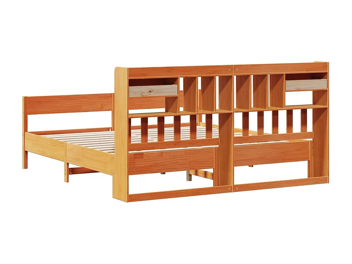 Letto Libreria senza Materasso Marrone Cera 180x200 cm in Pino