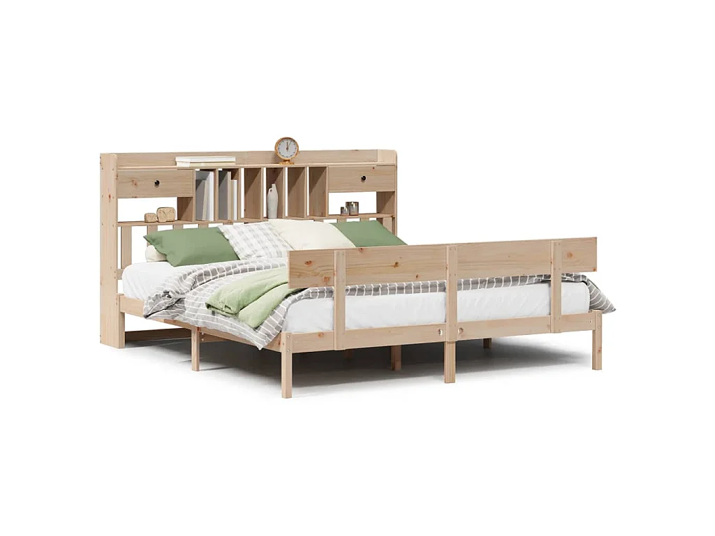 Letto Libreria senza Materasso 180x200 cm in Legno di Pino