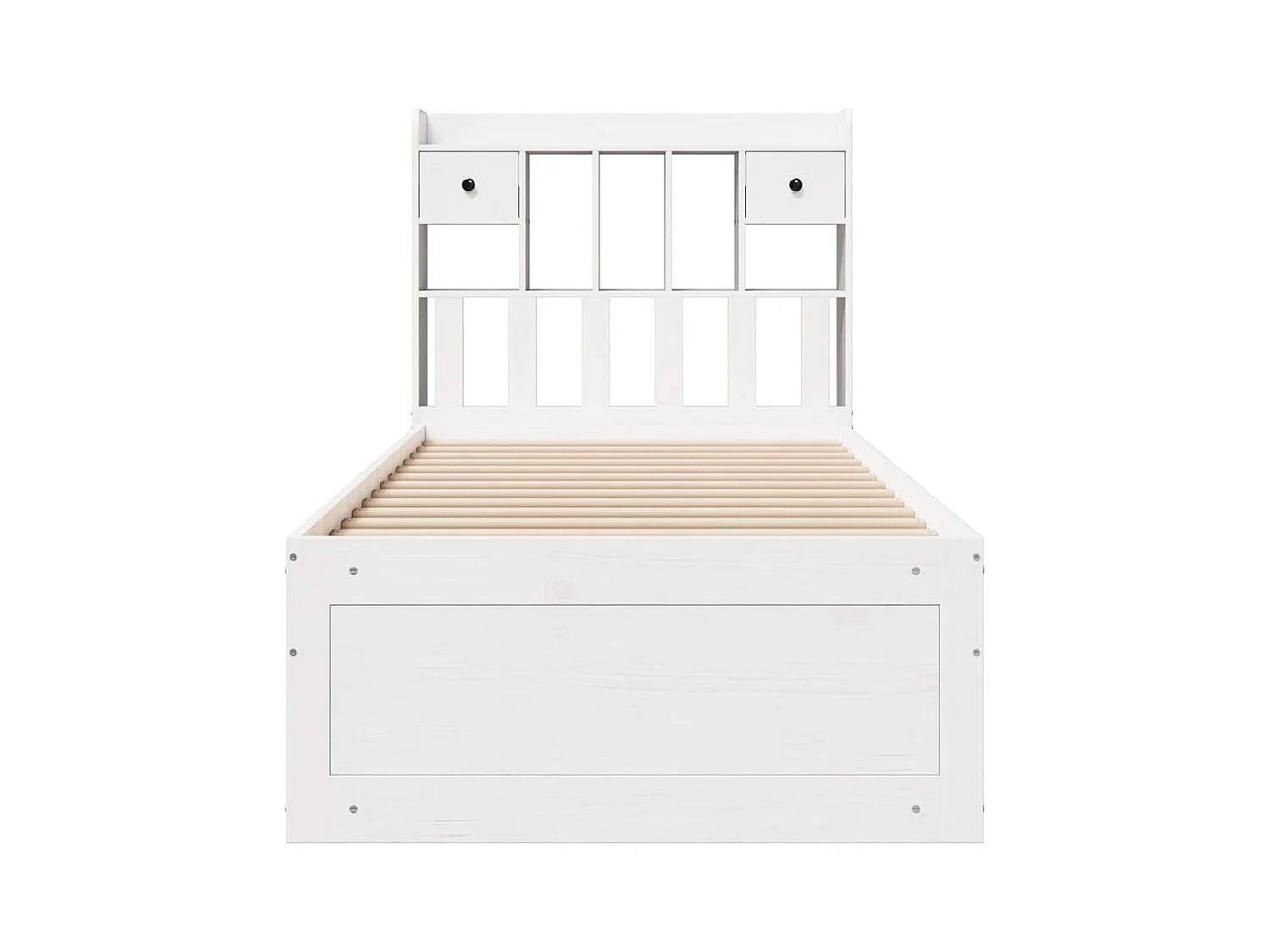 Massivholzbett mit Regal ohne Matratze Weiß 90x200 cm Kiefer