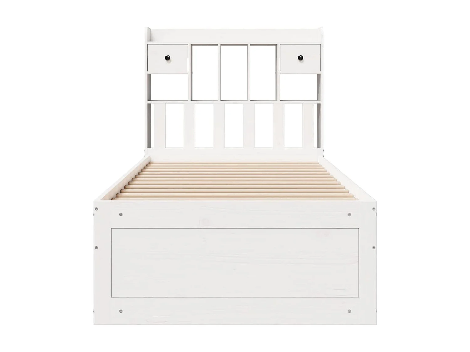 Bed met boekenkast zonder matras grenenhout wit 90x200 cm