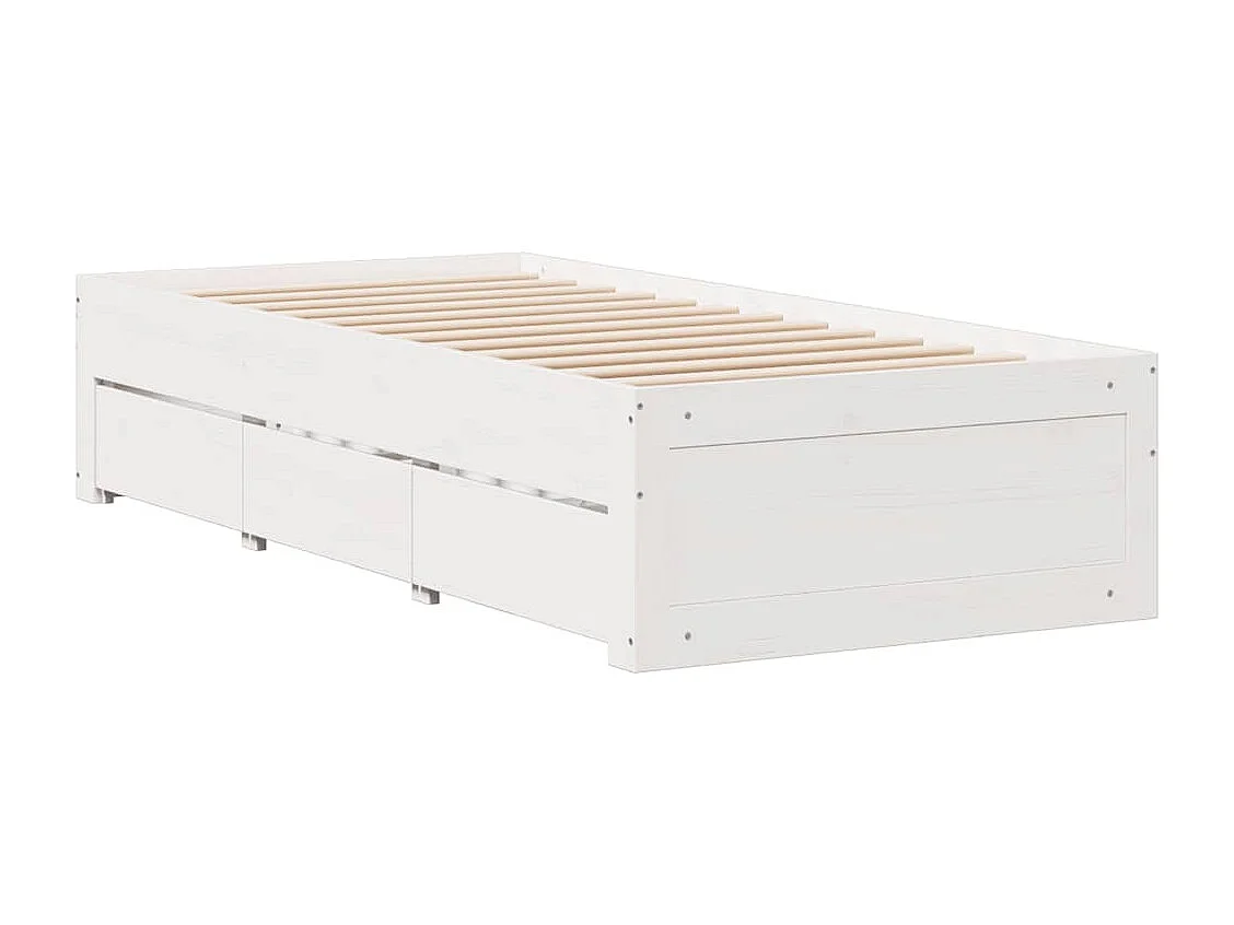 Bed met boekenkast zonder matras grenenhout wit 90x200 cm