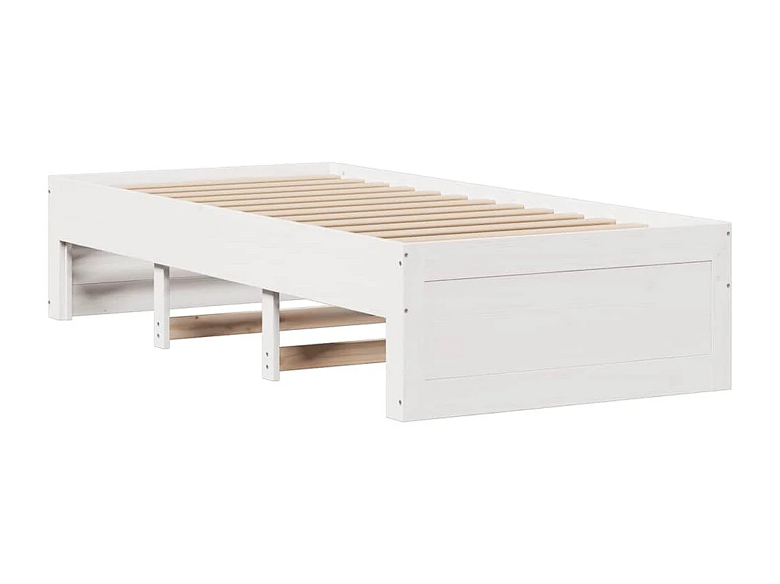 Bed met boekenkast zonder matras grenenhout wit 90x200 cm