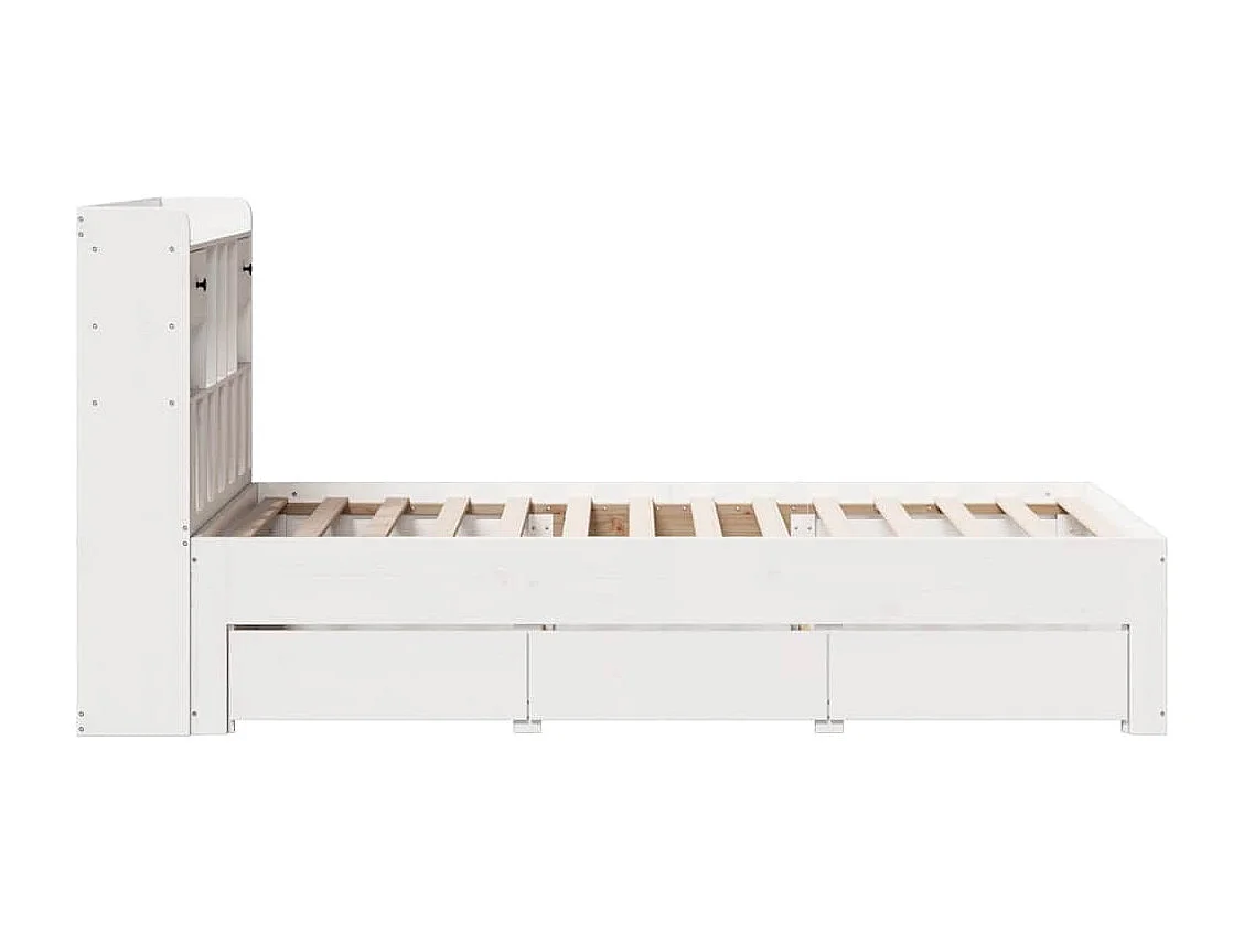 Bed met boekenkast zonder matras grenenhout wit 90x200 cm