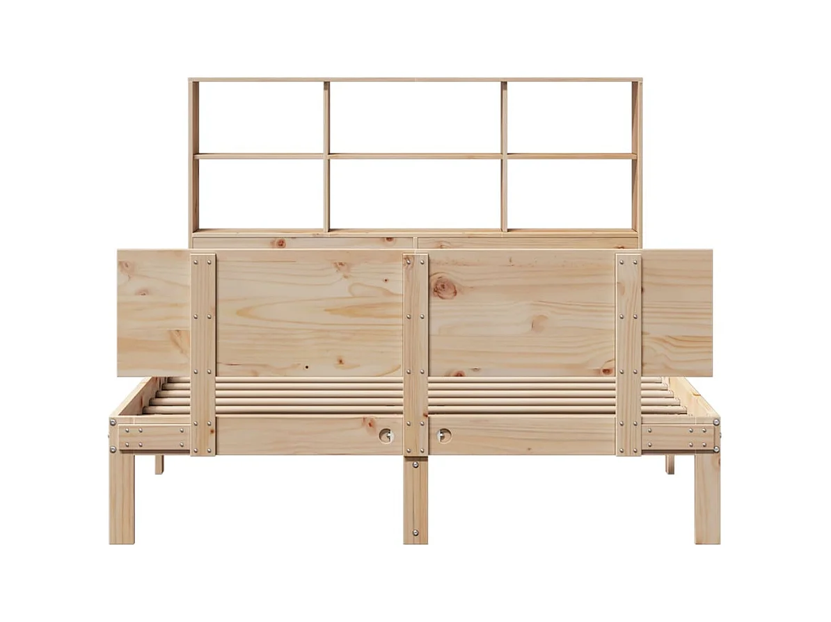 Lit bibliothèque sans matelas 140x200 cm bois massif de pin