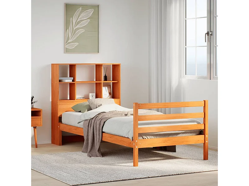 Cama com estante sem colchão 90x190 cm madeira maciça