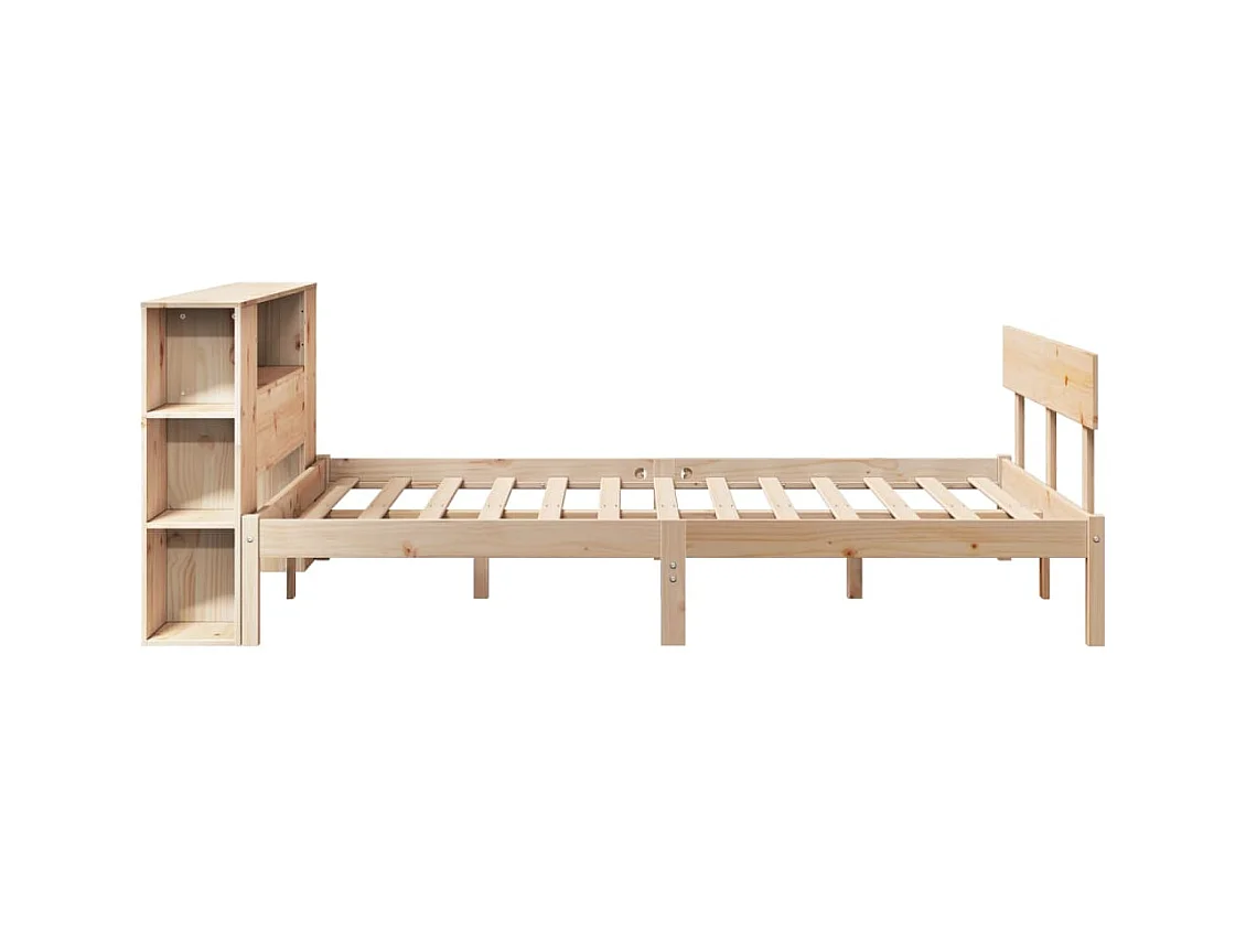 Lit bibliothèque sans matelas 140x190 cm bois de pin massif