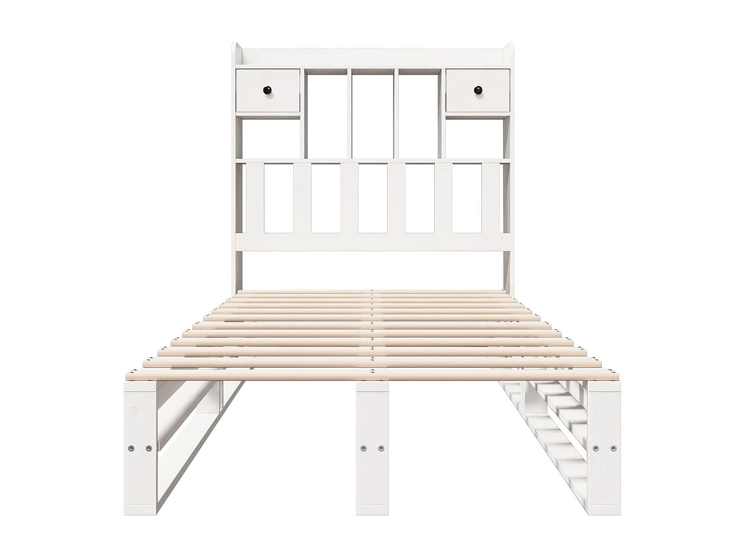 Cama con estantería sin colchón madera maciza blanca 75x190 cm